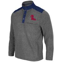 Men's Colosseum Heathered Charcoal/Navy Ole Miss Rebels Huff Snap Pullover