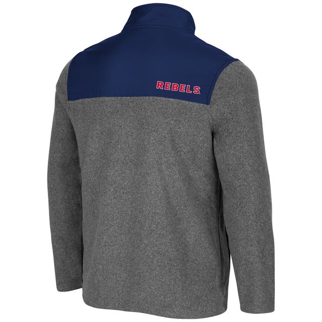 Colosseum Chiné Charbon/Marine Ole Miss Rebels Huff Snap Pullover Homme