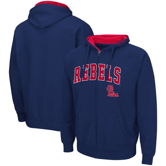 Colosseum Navy Ole Miss Rebels Arch & Logo 3.0 Sweat à capuche entièrement zippé pour homme