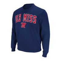 Men's Colosseum Navy Ole Miss Rebels Arch & Logo Pullover Sweatshirt