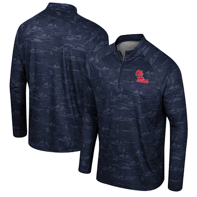 Veste à quart de zip Colosseum Navy Ole Miss Rebels Carson Raglan pour hommes