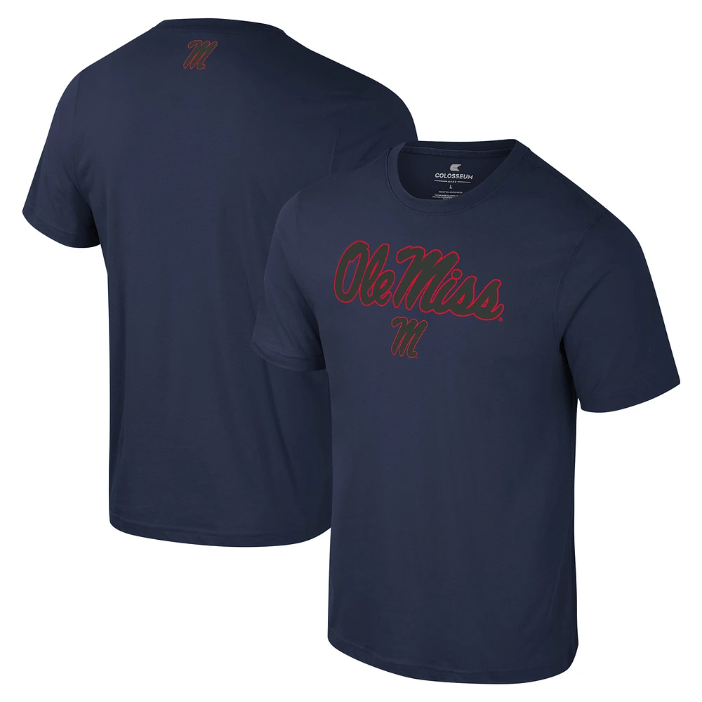 Men's Colosseum Navy Ole Miss Rebels Color Pop Active Blend T-Shirt