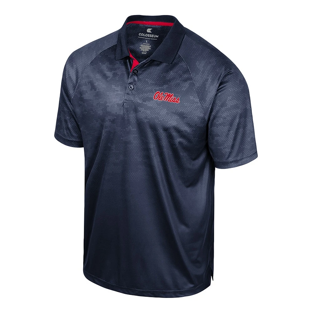 Men's Colosseum Navy Ole Miss Rebels Honeycomb Raglan Polo