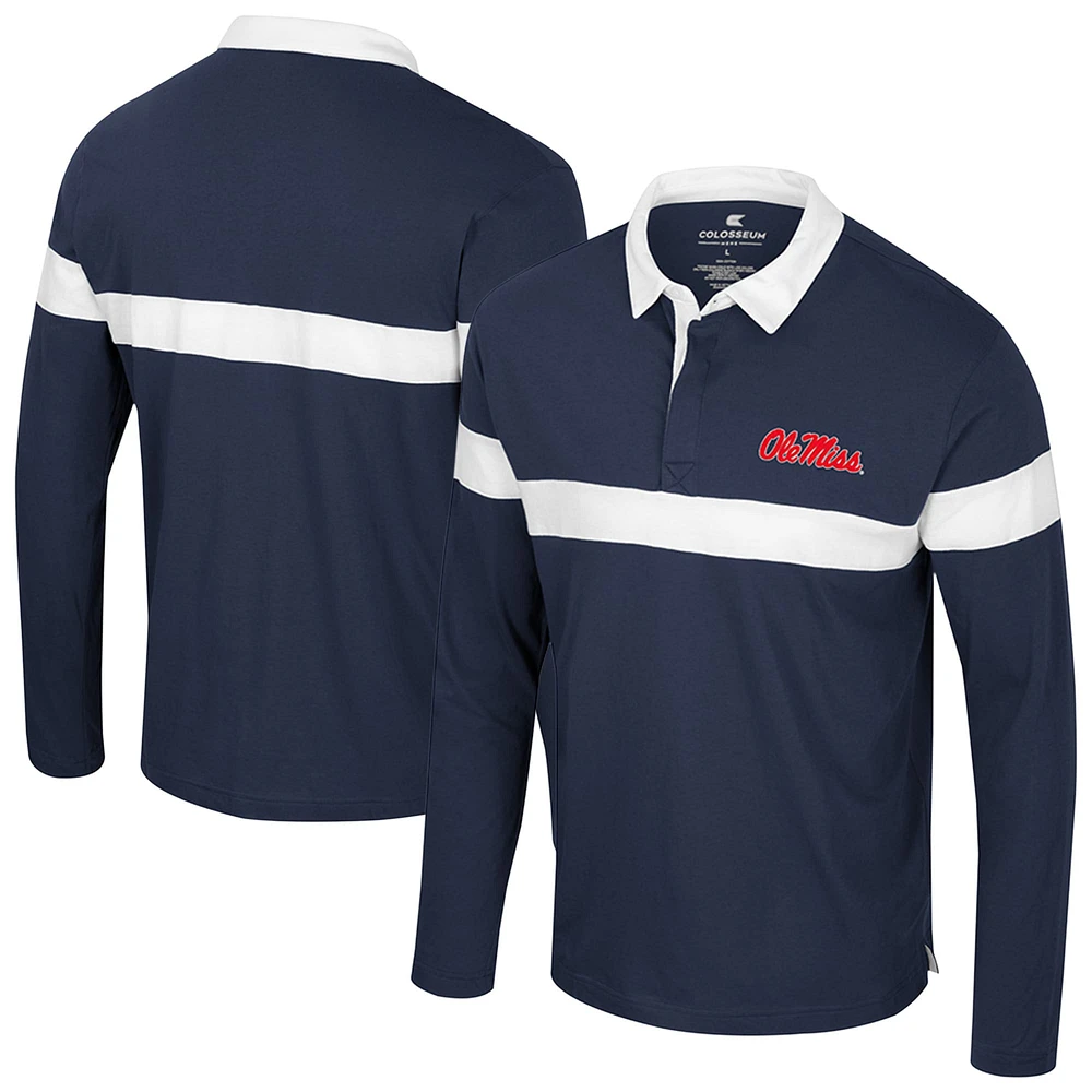 Polo à manches longues bleu marine Colosseum Ole Miss Rebels Too Cool For School pour homme