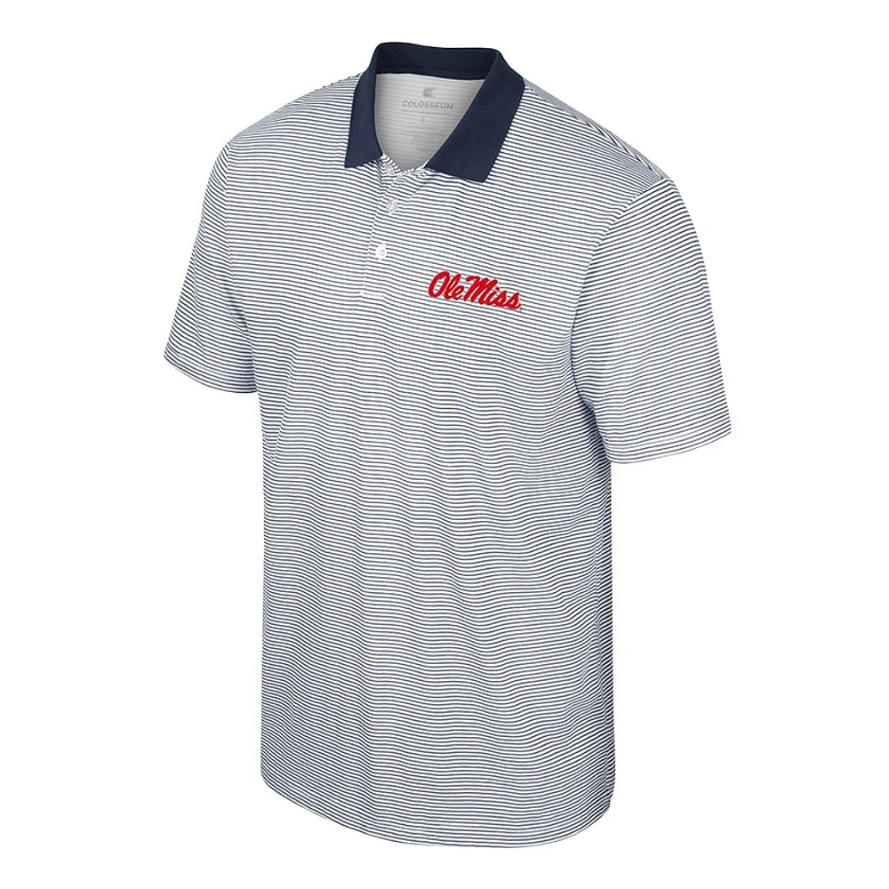 Men's Colosseum Navy Ole Miss Rebels Tuck Striped Polo Shirt