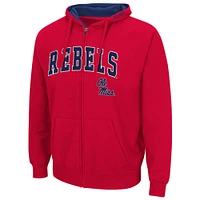 Men's Colosseum Red Ole Miss Rebels Arch & Logo 3.0 Full-Zip Hoodie