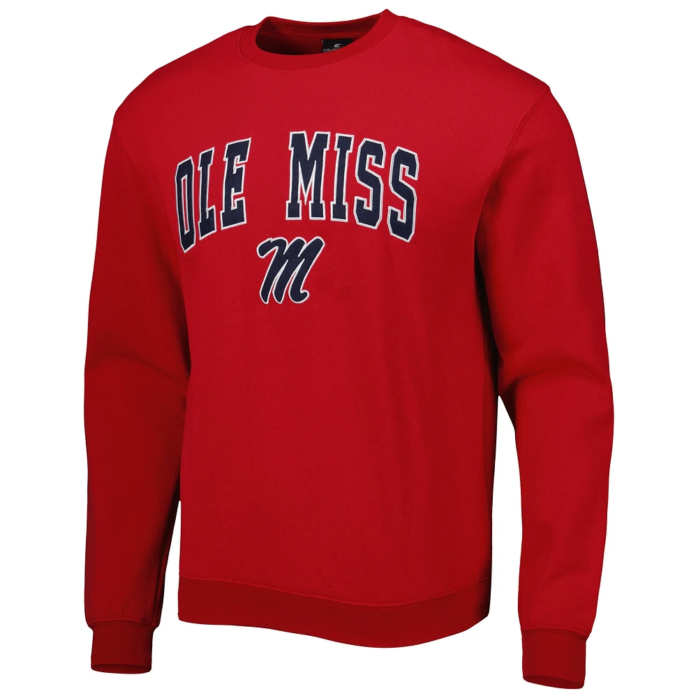 Men's Colosseum Red Ole Miss Rebels Arch & Logo Pullover Sweatshirt