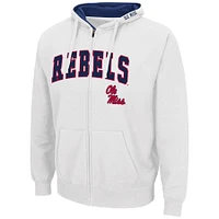 Men's Colosseum  White Ole Miss Rebels Arch & Logo 3.0 Full-Zip Hoodie