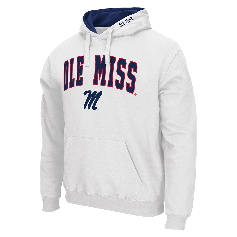 Men's Colosseum White Ole Miss Rebels Arch & Logo 3.0 Pullover Hoodie