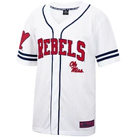 Men's Colosseum White Ole Miss Rebels Free Spirited Mesh Button-Up Baseball Jersey