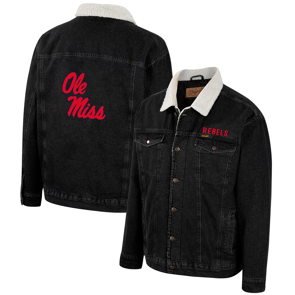 Men's Colosseum x Wrangler Charcoal Ole Miss Rebels Western Button-Up Denim Jacket