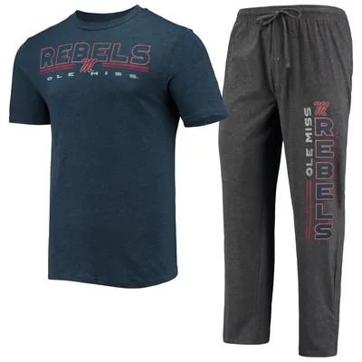 Ole Miss Rebels Concepts Sport Meter T-Shirt & Pants Sleep Set - Heathered Charcoal/Navy