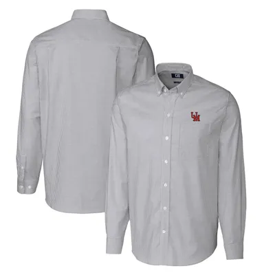 Ole Miss Rebels Cutter & Buck Vault Big Tall Oxford Stripe Long Sleeve Button-Down Shirt