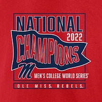 T-shirt Fanatics Red Ole Miss Rebels 2022 NCAA pour hommes Baseball College World Series Champions Signal Schedule