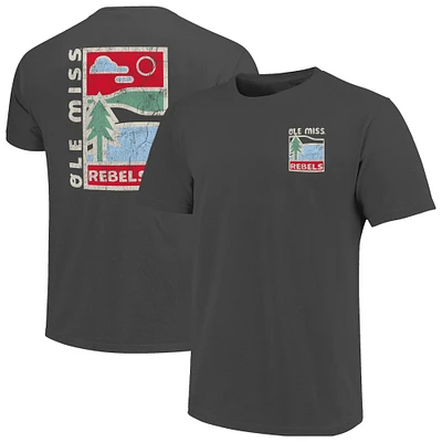 T-shirt graphite pour homme Ole Miss Rebels Comfort Colors, motif minimaliste Vista, effet vieilli