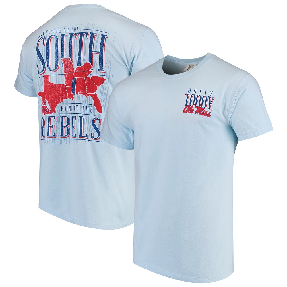 T-shirt bleu clair Ole Miss Rebels Welcome to the South Comfort Colours pour homme