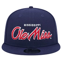 Casquette Snapback Ole Miss Rebels Team Script 9FIFTY bleu marine New Era pour hommes