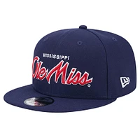 Casquette Snapback Ole Miss Rebels Team Script 9FIFTY bleu marine New Era pour hommes