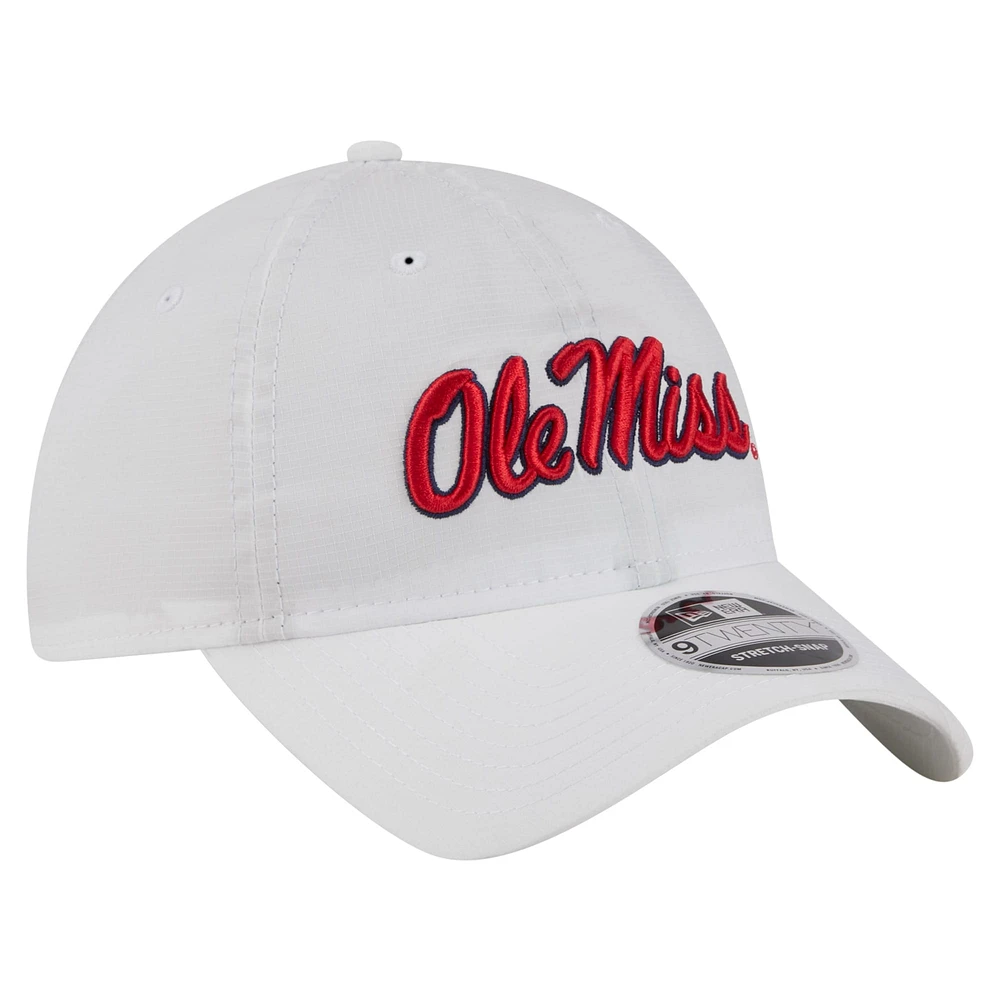 Men's New Era White Ole Miss Rebels Active Ripstop 9TWENTY Adjustable Hat