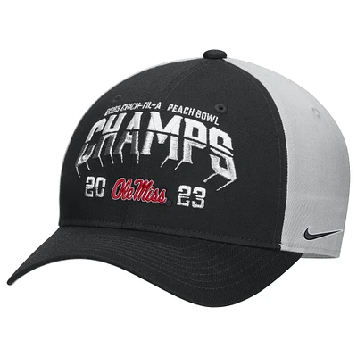 Men's Nike  Black Ole Miss Rebels 2023 Peach Bowl Champions Locker Room Adjustable Hat