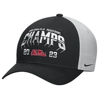 Casquette réglable pour vestiaire Nike noire Ole Miss Rebels 2023 Peach Bowl Champions pour hommes