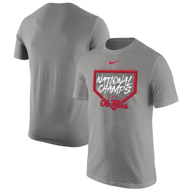 T-shirt pour homme Nike Heathered Grey Ole Miss Rebels 2022 NCAA Baseball College World Series Champions