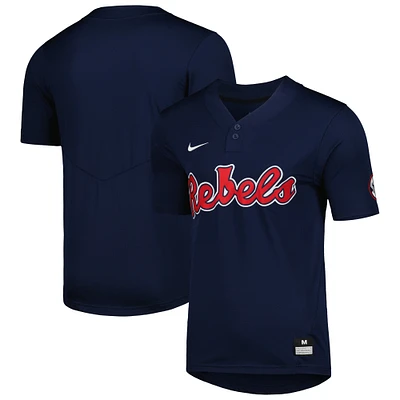 Maillot de baseball réplique à 2 boutons Nike Ole Miss Rebels pour homme bleu marine