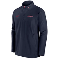 Men's Nike Navy Ole Miss Rebels 2024 Sideline Coach Quarter-Zip Hoodie Jacket