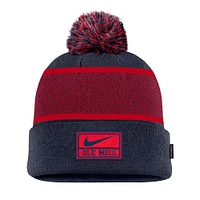 Men's Nike Navy Ole Miss Rebels 2024 Sideline Peak Cuffed Knit Hat with Pom