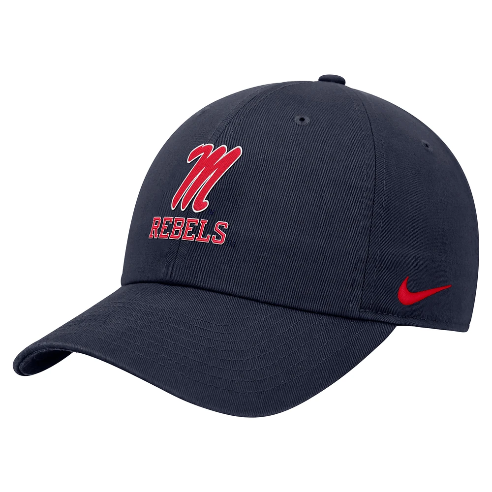 Casquette ajustable Nike Navy Ole Miss Rebels Club pour homme