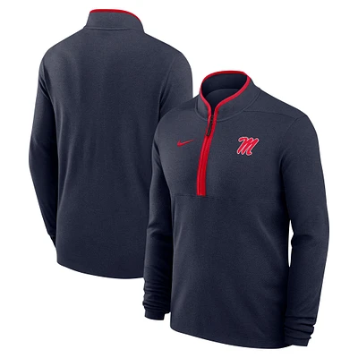 Haut Nike bleu marine à fermeture éclair quart de tour pour homme Ole Miss Rebels Coaches Courtside Basketball Victory Performance