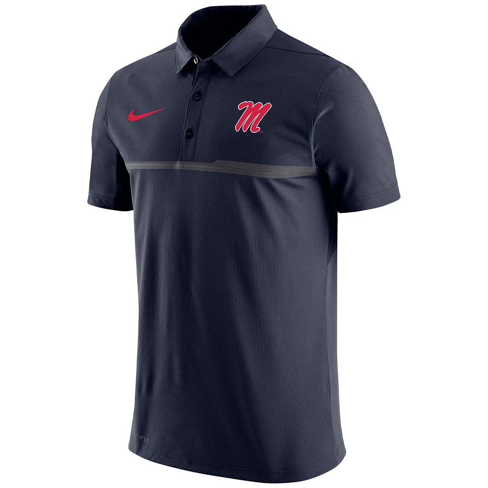 Polo Nike Ole Miss Rebels Coaches Performance pour homme - Bleu marine