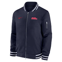 Veste aviateur entièrement zippée Nike bleu marine Ole Miss Rebels pour homme