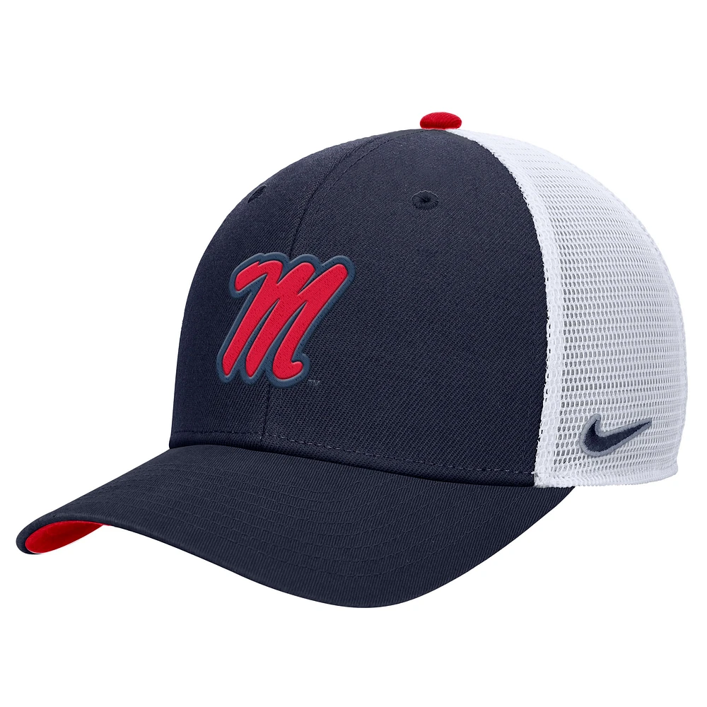 Casquette de camionneur ajustable Nike Navy Ole Miss Rebels Rise pour homme