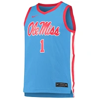 Maillot de basket-ball réplique Nike #1 Ole Miss Rebels bleu clair pour homme