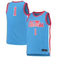 Maillot de basket-ball réplique Nike #1 Ole Miss Rebels bleu clair pour homme