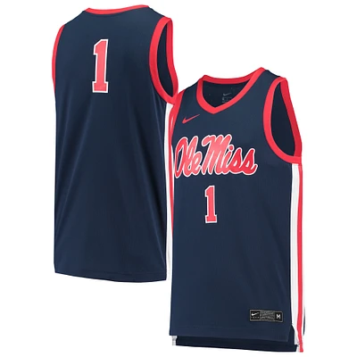 Maillot de basket-ball réplique Nike #1 Ole Miss Rebels bleu marine pour homme