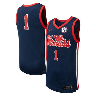 Maillot de basket-ball réplique Nike #1 Ole Miss Rebels bleu marine pour homme