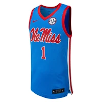 Maillot de basket-ball réplique Ole Miss Rebels Nike #1 poudre bleu pour homme