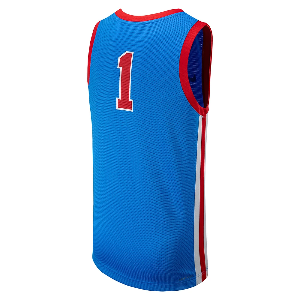 Maillot de basket-ball réplique Ole Miss Rebels Nike #1 poudre bleu pour homme