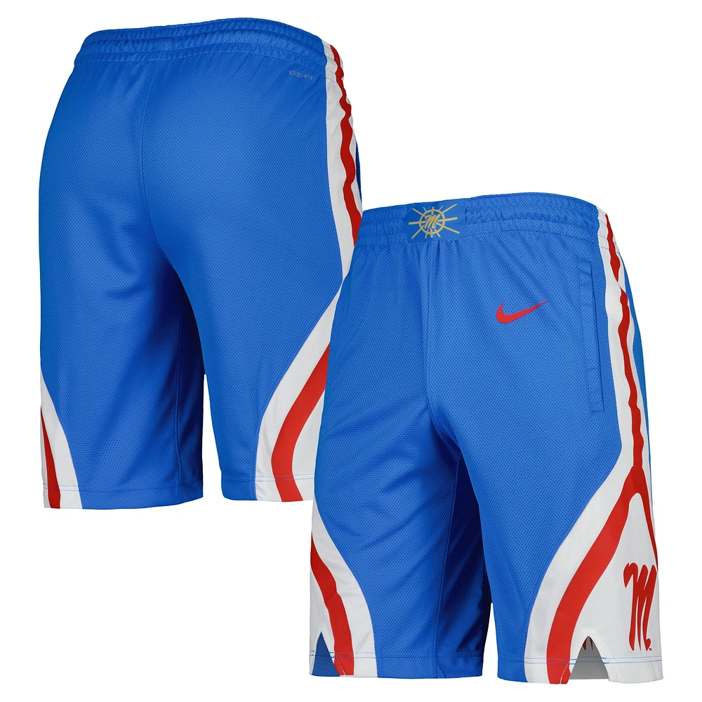 Short de basket-ball Nike Ole Miss Rebels Replica Performance bleu poudré pour homme