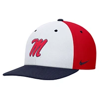 Casquette Snapback Nike Ole Miss Rebels Pro Performance blanche/rouge pour homme