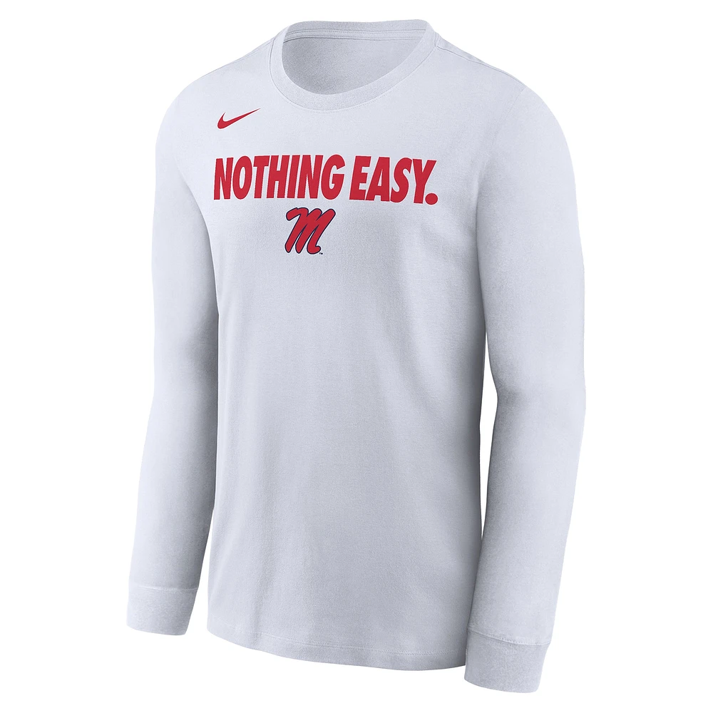 Men's Nike White Ole Miss Rebels 2025 On-Court Bench Long Sleeve T-Shirt