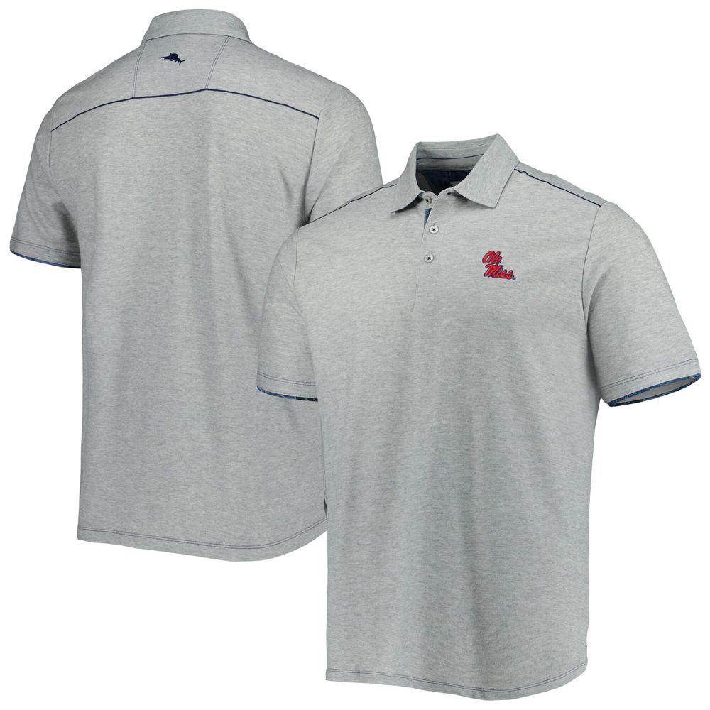 Men's Tommy Bahama Heathered Gray Ole Miss Rebels IslandZone Tailgater Polo