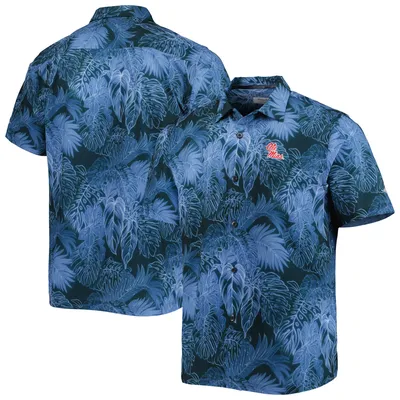 Ole Miss Rebels Tommy Bahama Coast Luminescent Fronds IslandZone Button-Up Camp Shirt - Navy