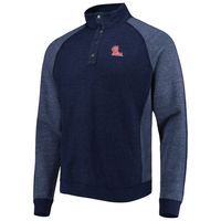 Men's Tommy Bahama Navy Ole Miss Rebels Sport Scrimmage Snap Mock Neck Raglan Button-Up Jacket