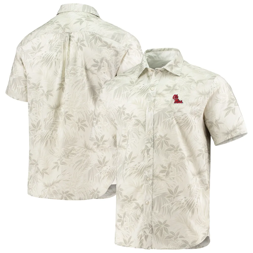 Men's Tommy Bahama Gray Cal Bears Coconut Point Frondly Fan Camp IslandZone  Button-Up Shirt