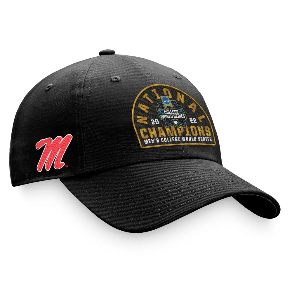 Top of the World pour hommes Black Ole Miss Rebels 2022 NCAA Baseball College World Series Champions Locker Room Crew Casquette ajustable