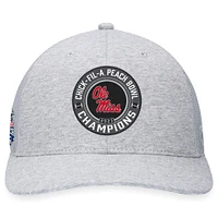 Men's Top of the World  Heather Gray Ole Miss Rebels 2023 Peach Bowl Champions Trucker Adjustable Hat