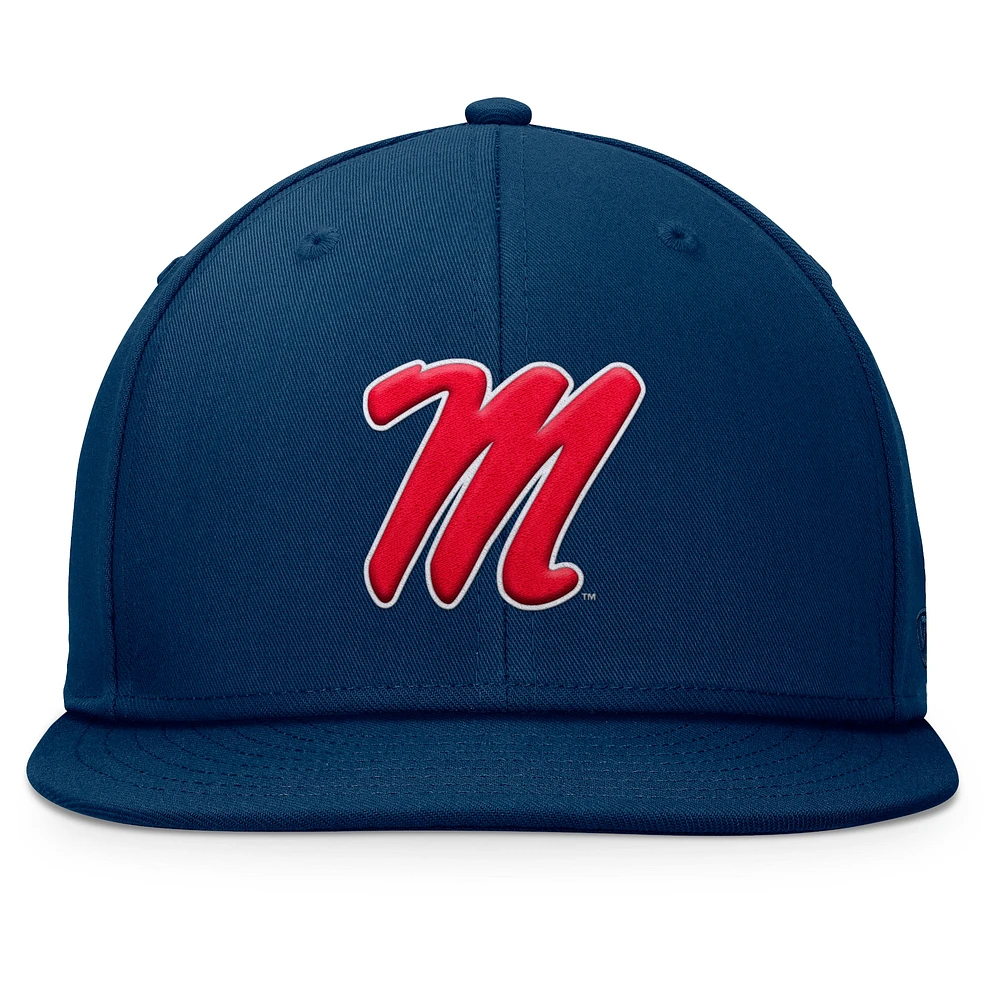 Men's Top of the World Navy Ole Miss Rebels Fundamental Snapback Hat